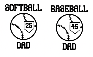 Simple Softball/Baseball Dad with plate and number