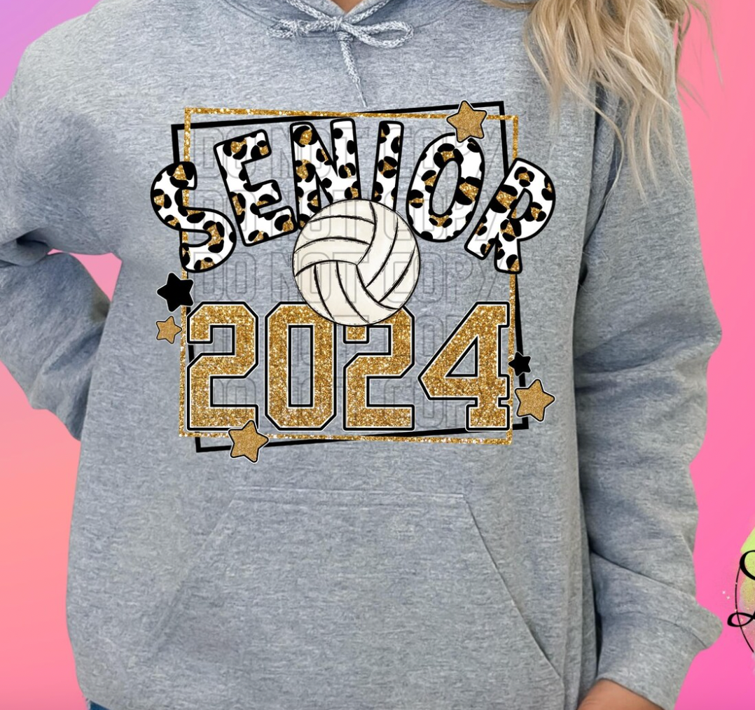 Senior Leopard Glitter Volleyball (Include Colors)