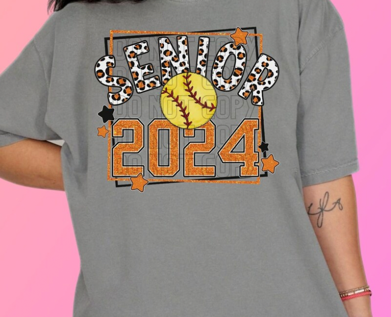 Senior Leopard Glitter Softball (include colors)