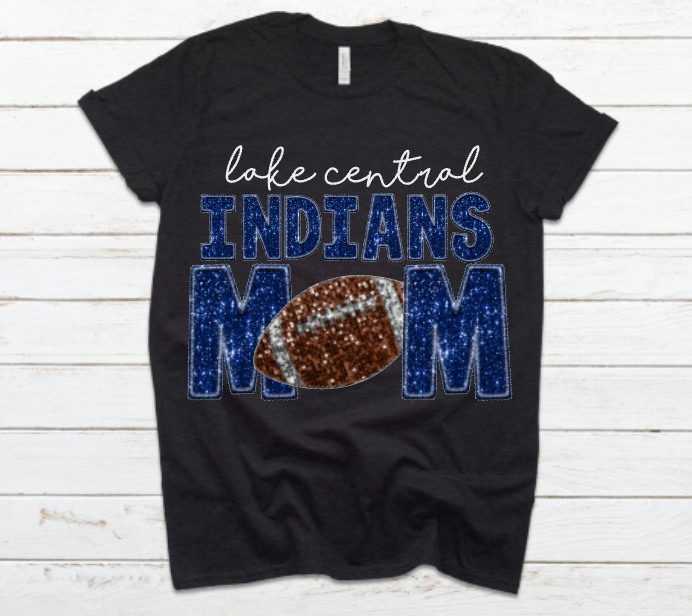 Lake Central Indians Football Mom Glitter