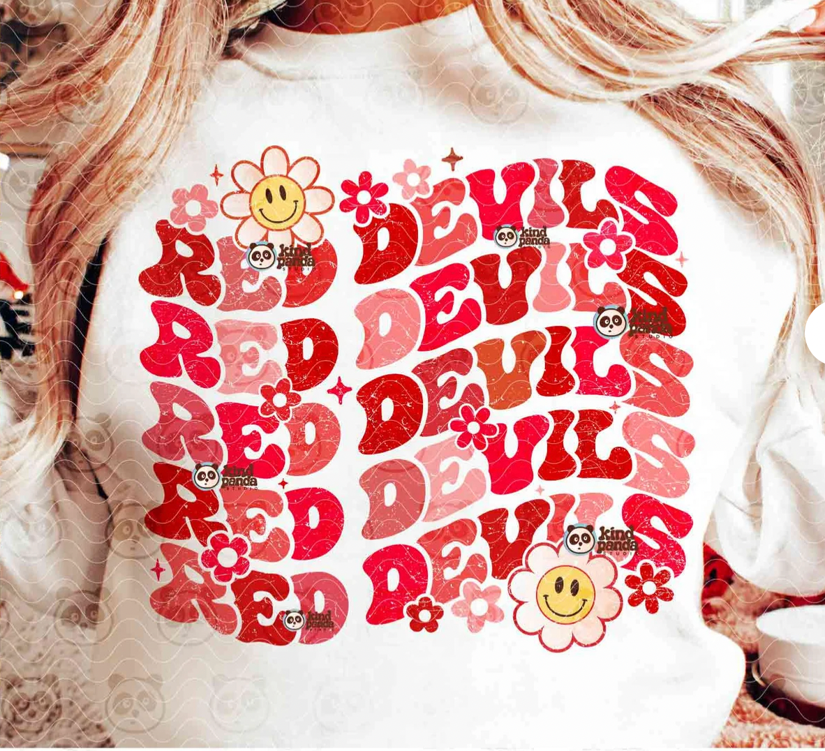 Red Devils Retro Flowers