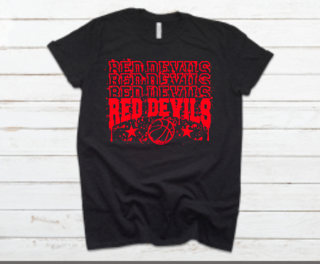 Red Devils Basketball Splatter