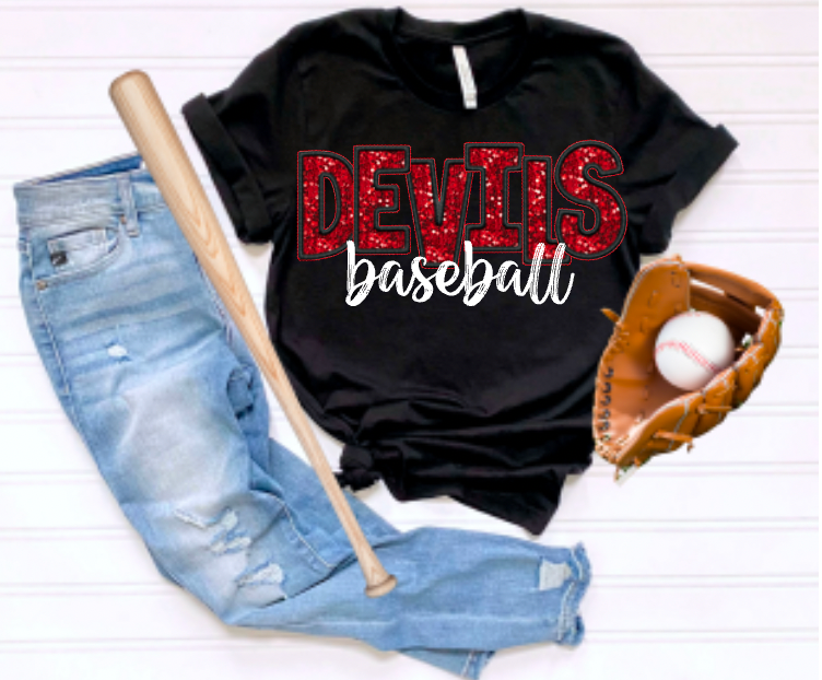 Devils Baseball Softball Faux-Sequin