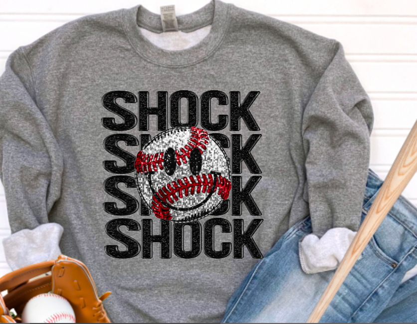 Shock Faux-Sequin Baseball Smiley