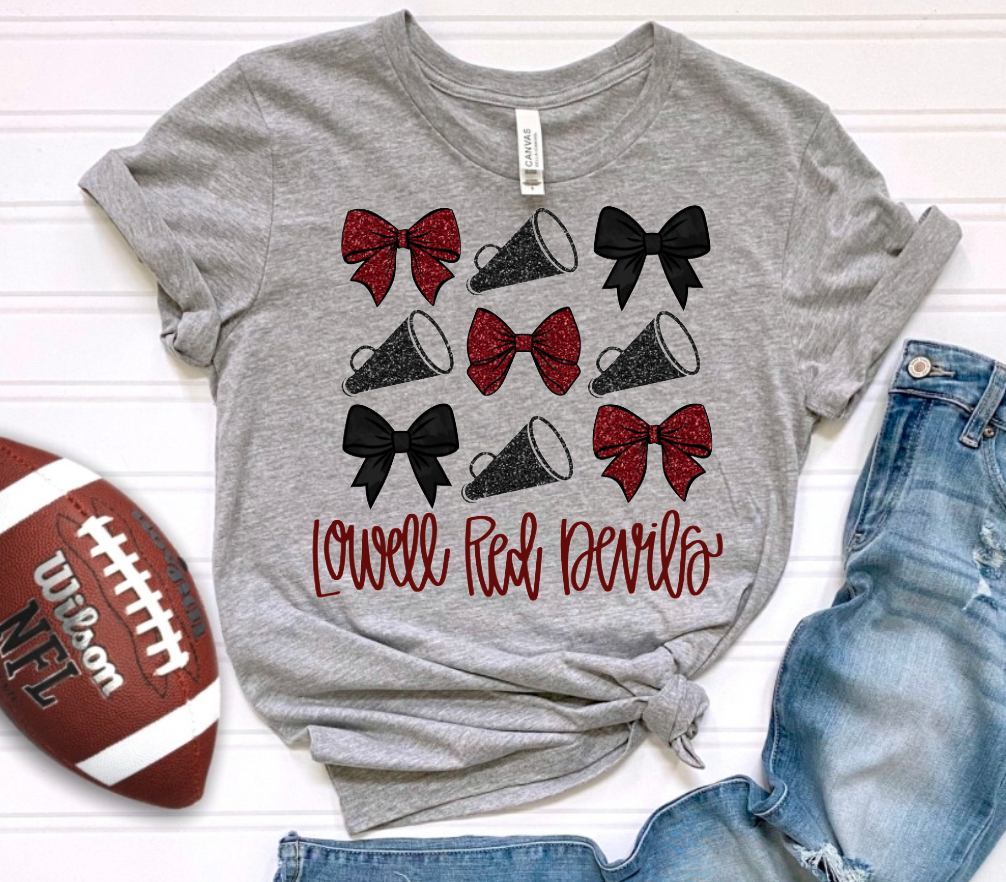 Lowell Red Devils Cheer Faux-Glitter Coquette