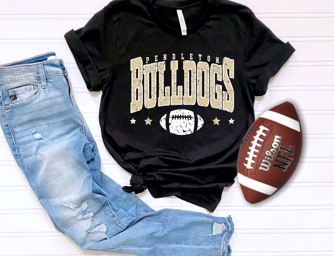 Pendleton Bulldogs Varsity Football Arch- White and Gold