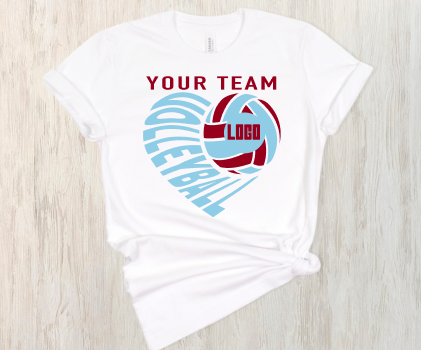 (YourTeam) Volleyball Heart - must email your logo!