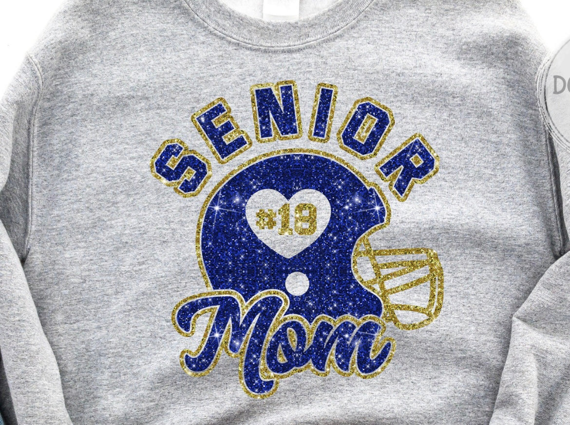 Senior Football Mom (Glitter print- include colors in personalization box)
