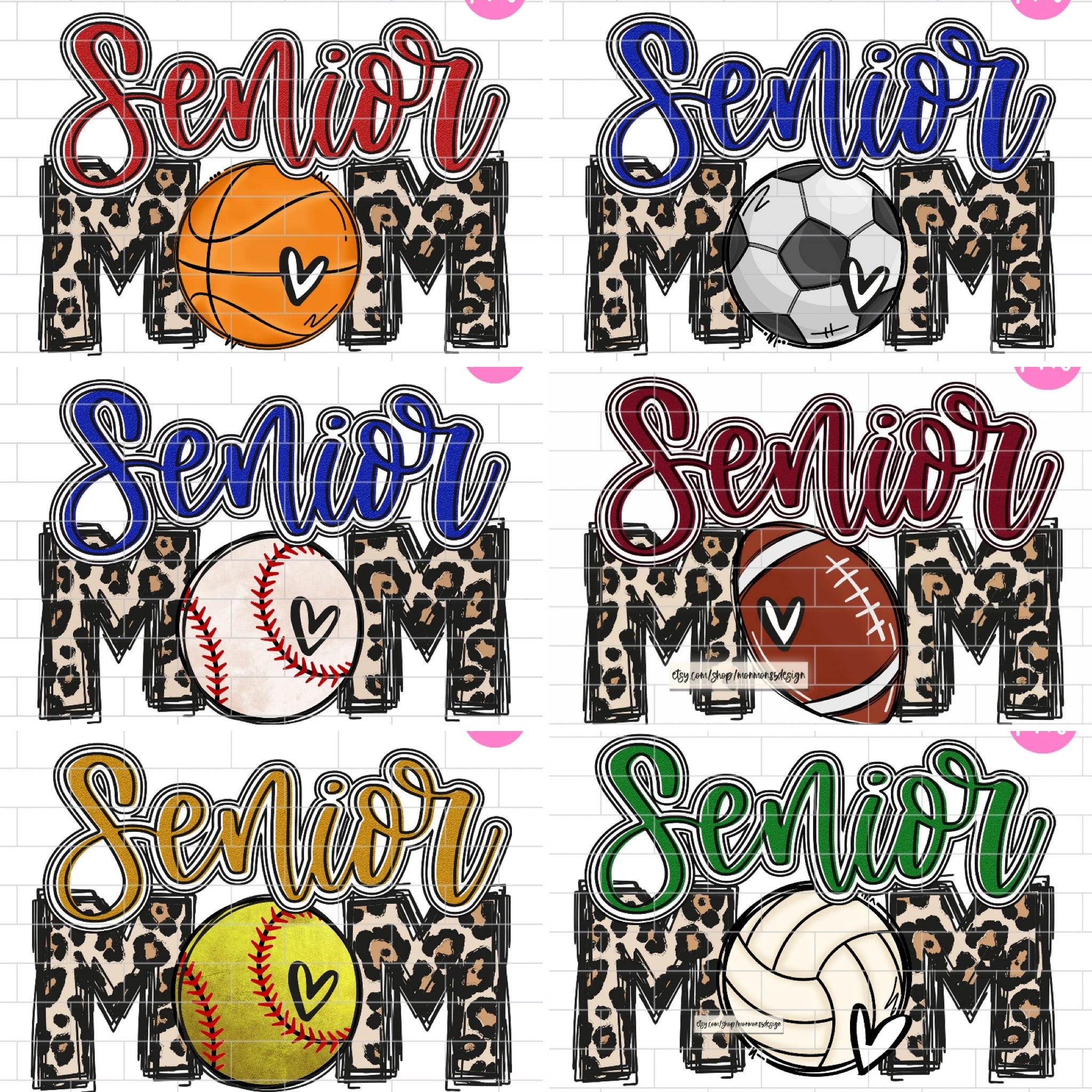 Leopard Senior Mom (personalize with name, number, font color) - 0